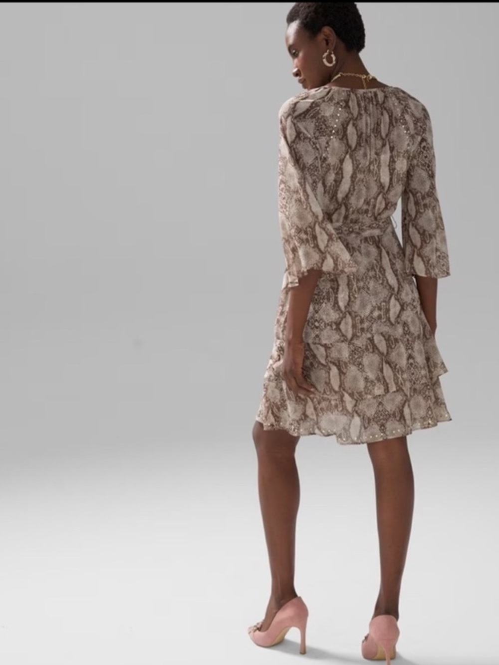 NWT WHBM Studded Python Ruffle Dress - Picture 5 of 12